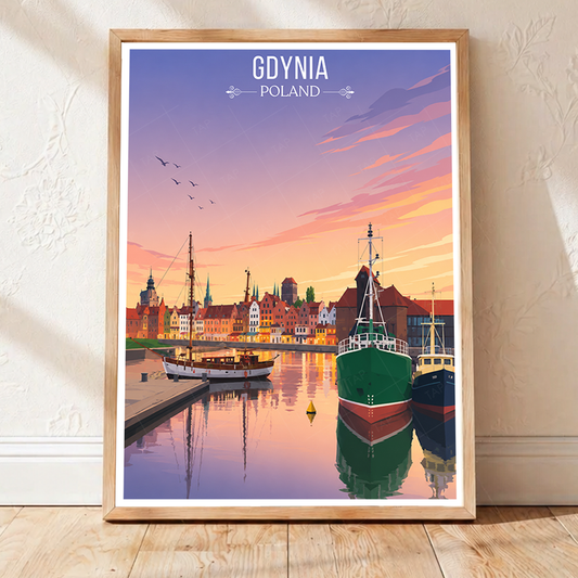Gdynia - Poland - Travel Poster Vintage Style Wall Art Print - Art Print - Travel Art Poster
