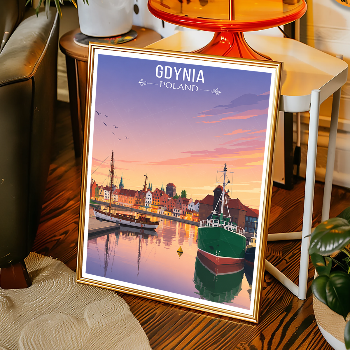 Gdynia - Poland - Travel Poster Vintage Style Wall Art Print