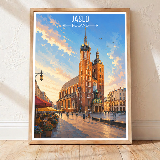 Jaslo - Poland - Travel Poster Vintage Style Wall Art Print - Art Print - Travel Art Poster