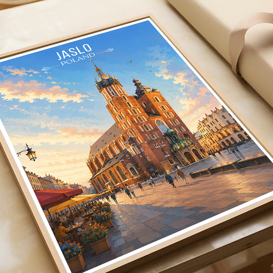 Jaslo - Poland - Travel Poster Vintage Style Wall Art Print - Art Print - Travel Art Poster