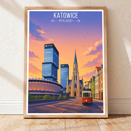 Katowice - Poland - Travel Poster Vintage Style Wall Art Print - Art Print - Travel Art Poster