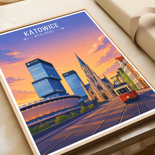 Katowice - Poland - Travel Poster Vintage Style Wall Art Print - Art Print - Travel Art Poster