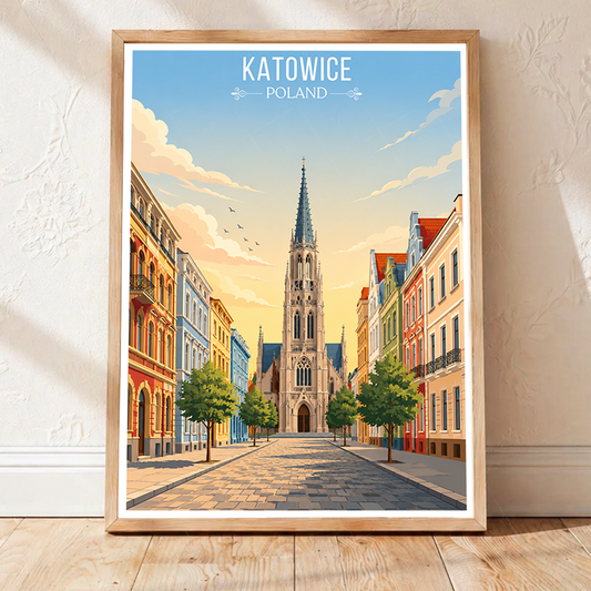 Katowice - Poland - Travel Poster Vintage Style Wall Art Print - Art Print - Travel Art Poster