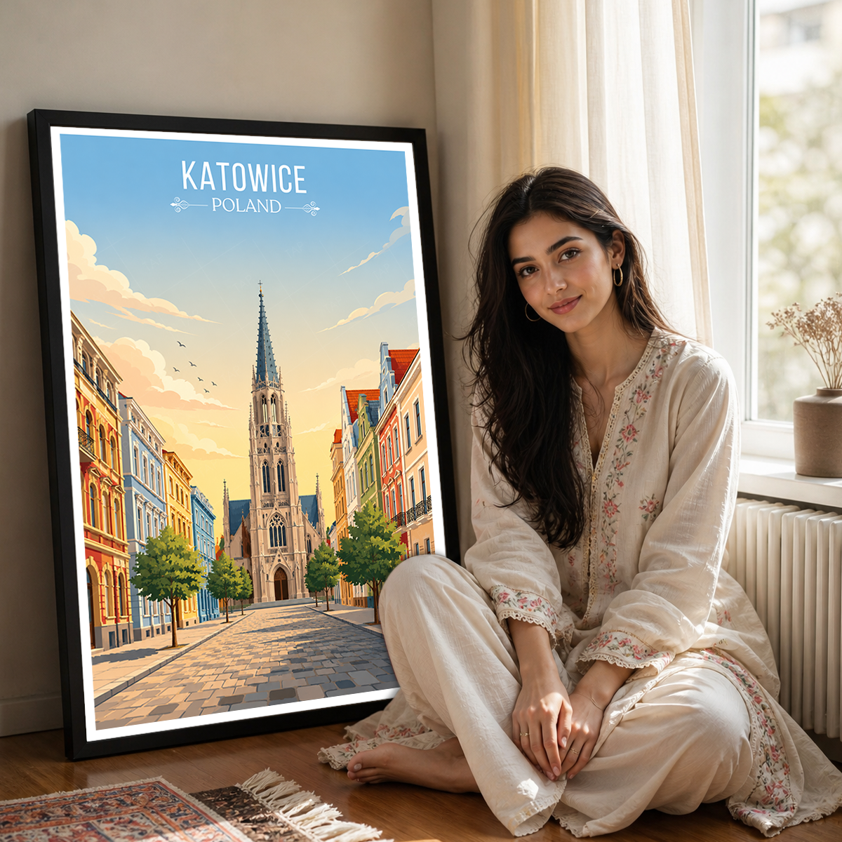 Katowice - Poland - Travel Poster Vintage Style Wall Art Print