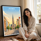 Katowice - Poland - Travel Poster Vintage Style Wall Art Print