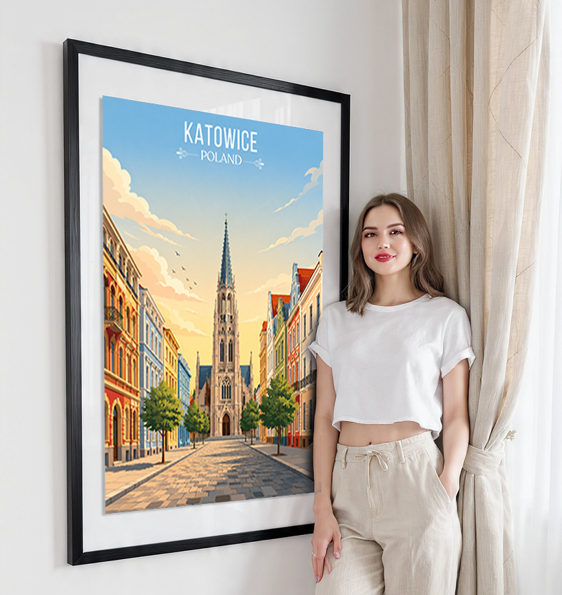 Katowice - Poland - Travel Poster Vintage Style Wall Art Print