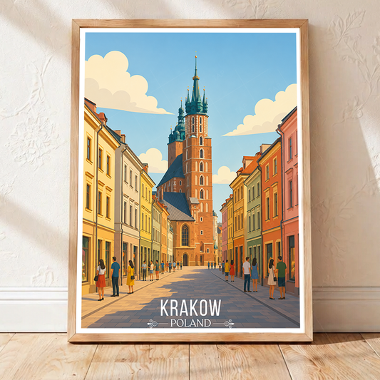 Karakow - Poland - Travel Poster Vintage Style Wall Art Print - Art Print - Travel Art Poster