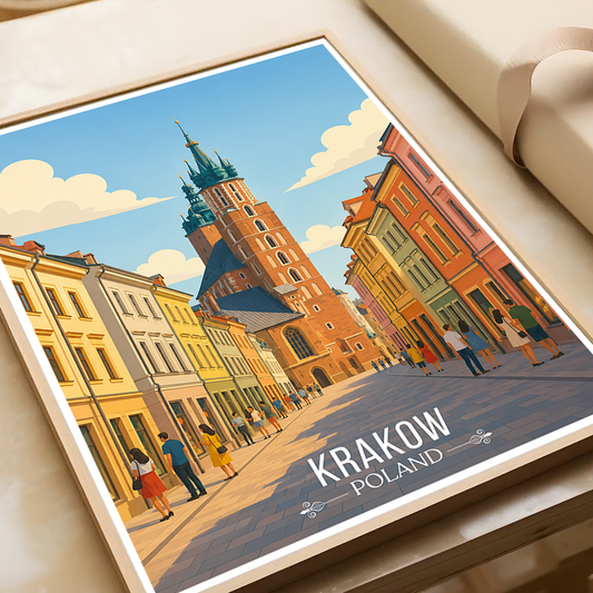 Karakow - Poland - Travel Poster Vintage Style Wall Art Print - Art Print - Travel Art Poster