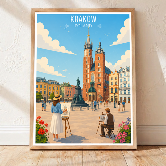 Karakow - Poland - Travel Poster Vintage Style Wall Art Print - Art Print - Travel Art Poster