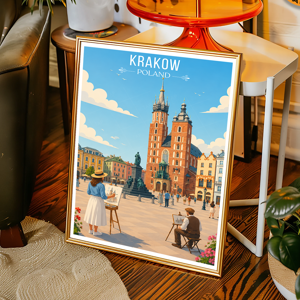 Karakow - Poland - Travel Poster Vintage Style Wall Art Print - Art Print - Travel Art Poster