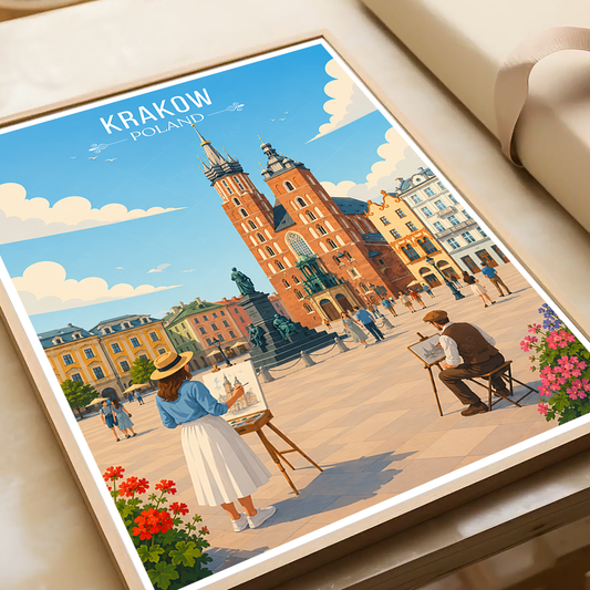 Karakow - Poland - Travel Poster Vintage Style Wall Art Print - Art Print - Travel Art Poster