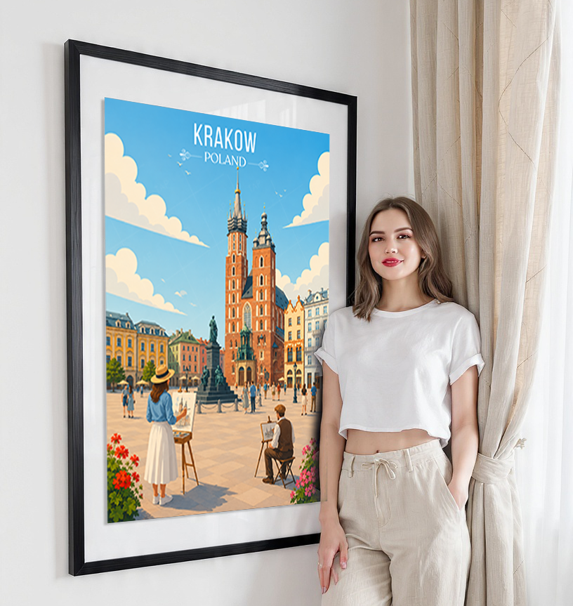 Karakow - Poland - Travel Poster Vintage Style Wall Art Print - Art Print - Travel Art Poster