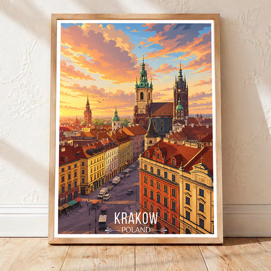 Krakow - Poland - Travel Poster Vintage Style Wall Art Print - Art Print - Travel Art Poster