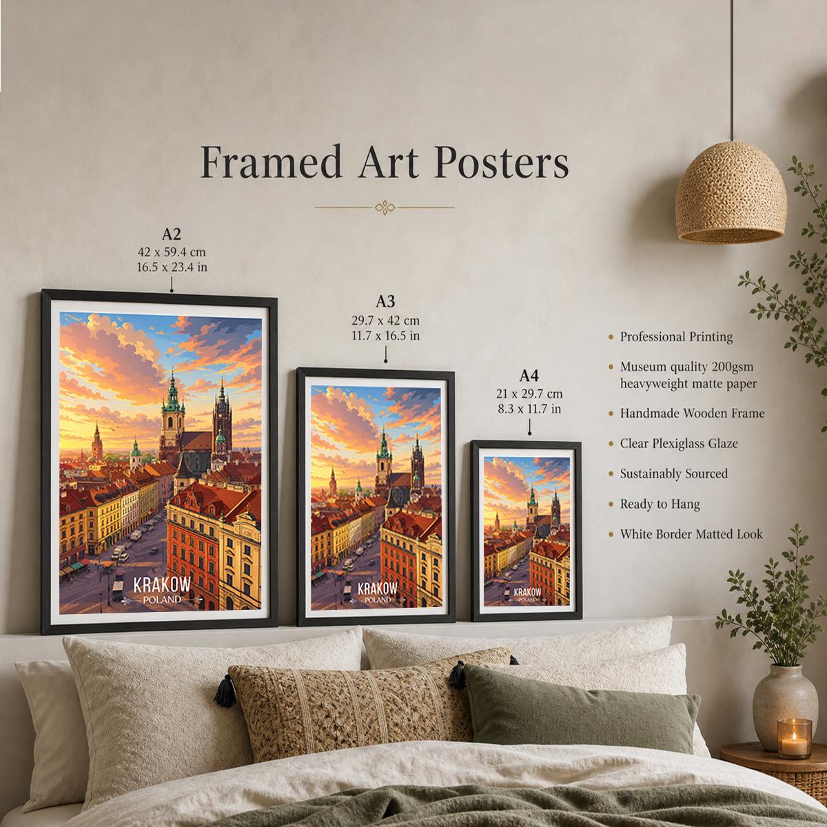 Krakow - Poland - Travel Poster Vintage Style Wall Art Print