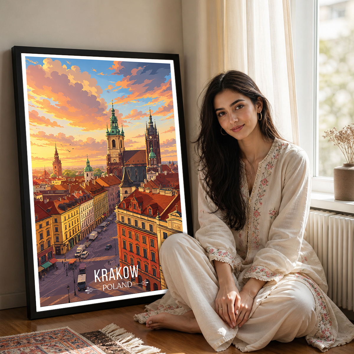 Krakow - Poland - Travel Poster Vintage Style Wall Art Print