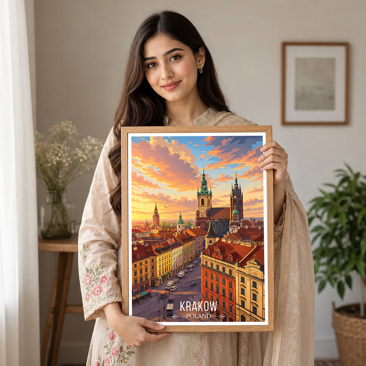 Krakow - Poland - Travel Poster Vintage Style Wall Art Print