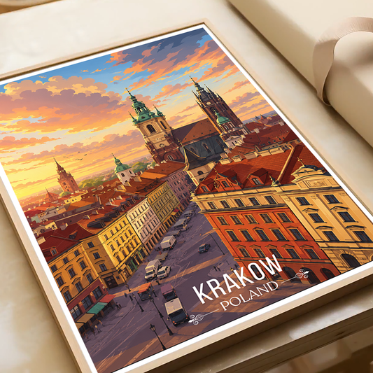 Krakow - Poland - Travel Poster Vintage Style Wall Art Print - Art Print - Travel Art Poster