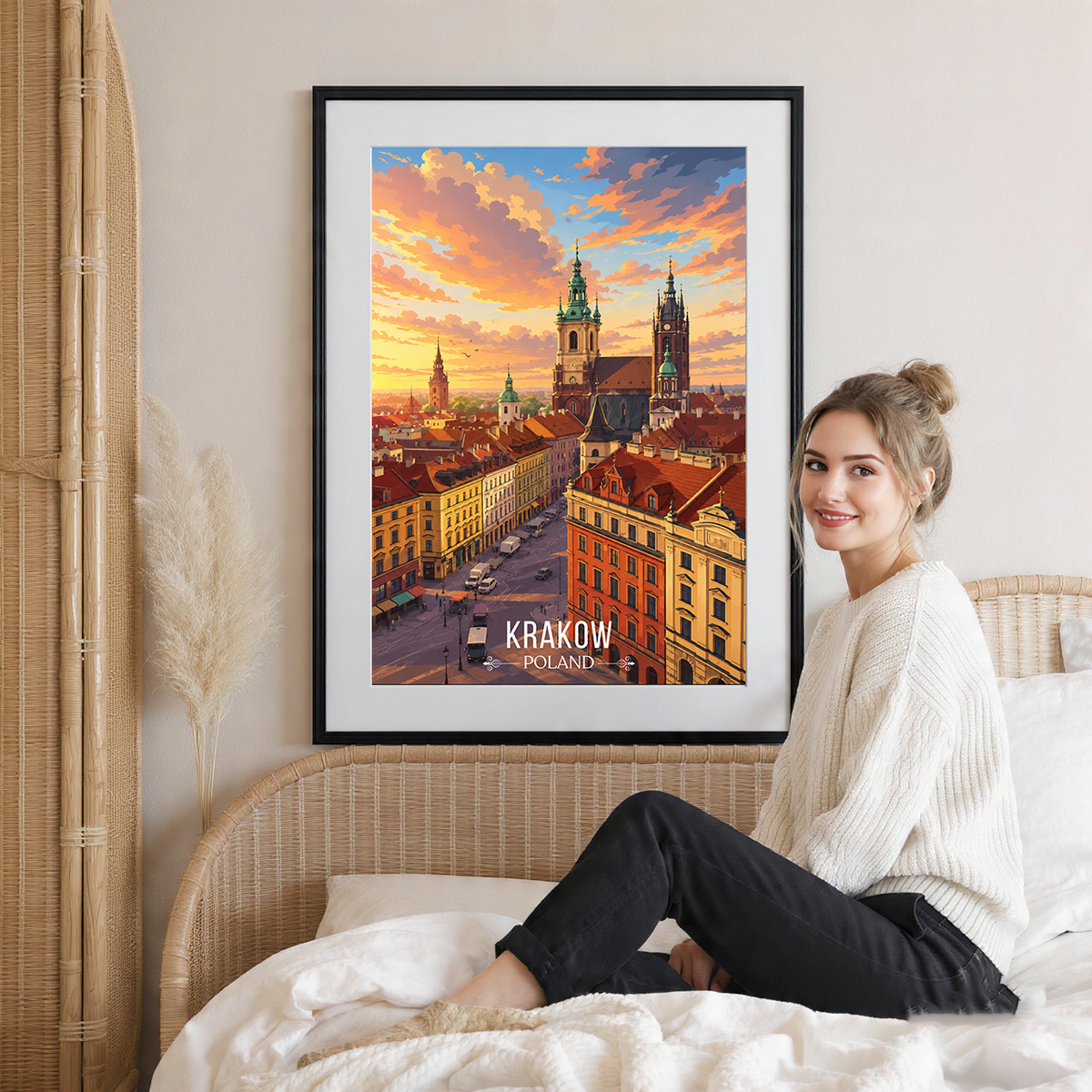Krakow - Poland - Travel Poster Vintage Style Wall Art Print