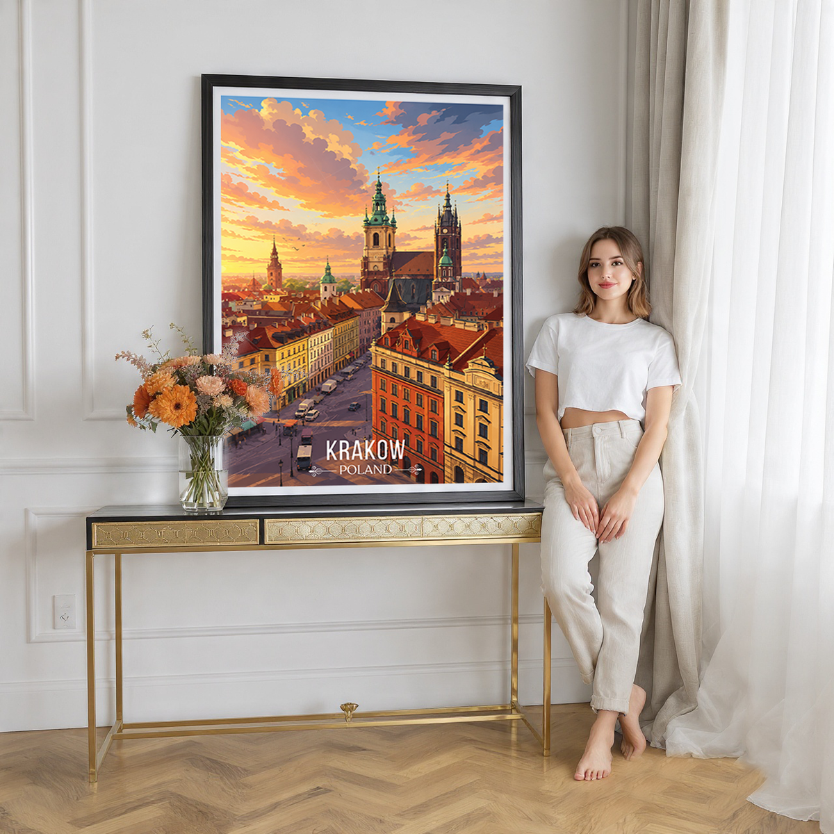 Krakow - Poland - Travel Poster Vintage Style Wall Art Print