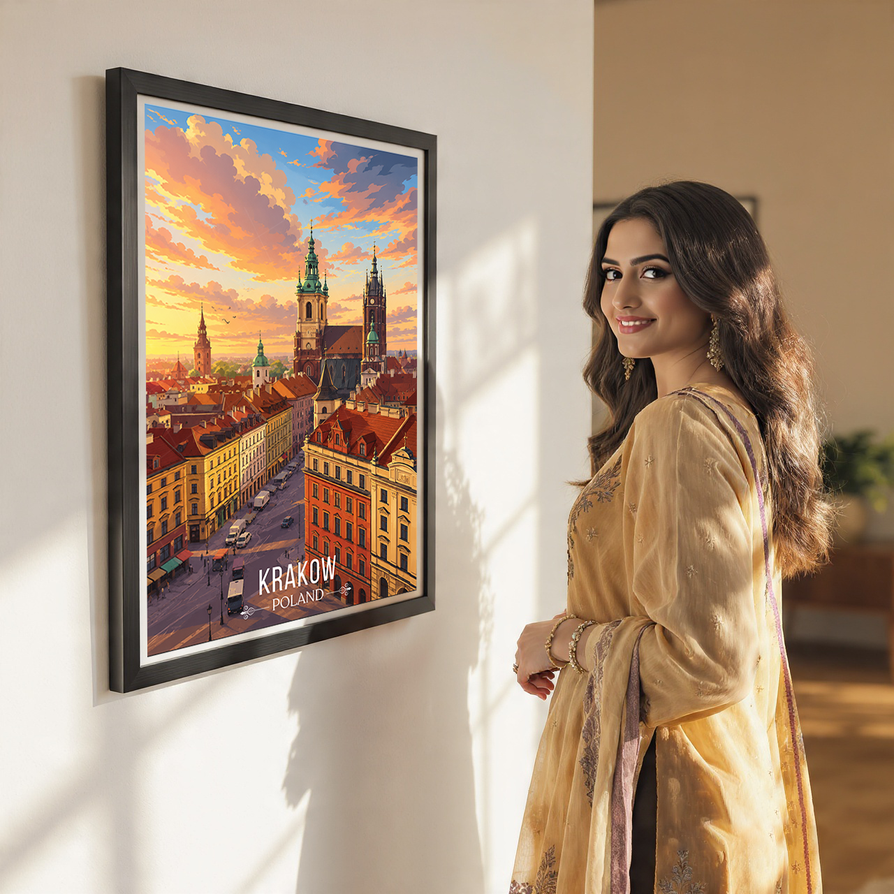 Krakow - Poland - Travel Poster Vintage Style Wall Art Print