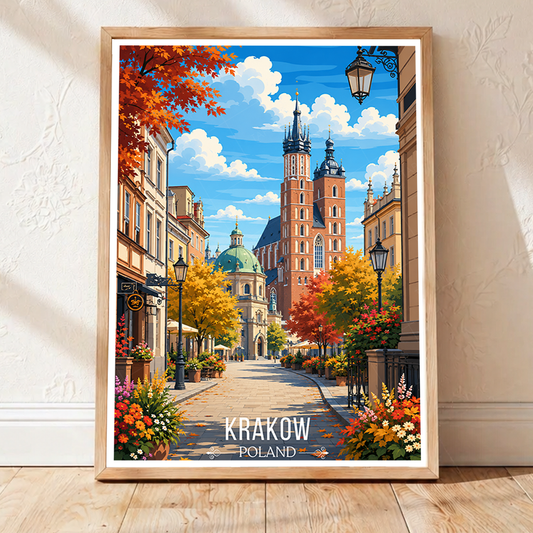 Krakow - Poland - Travel Poster Vintage Style Wall Art Print - Art Print - Travel Art Poster