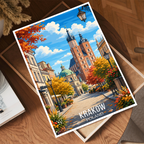 Krakow - Poland - Travel Poster Vintage Style Wall Art Print
