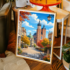 Krakow - Poland - Travel Poster Vintage Style Wall Art Print