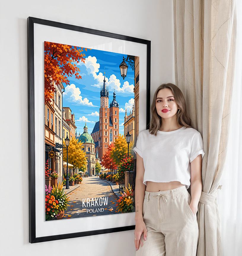 Krakow - Poland - Travel Poster Vintage Style Wall Art Print