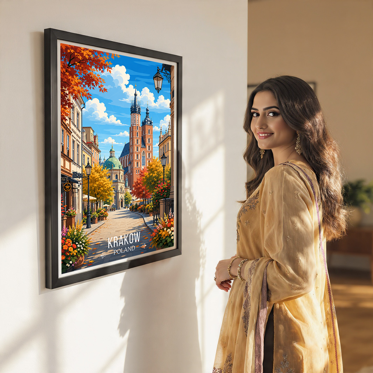 Krakow - Poland - Travel Poster Vintage Style Wall Art Print