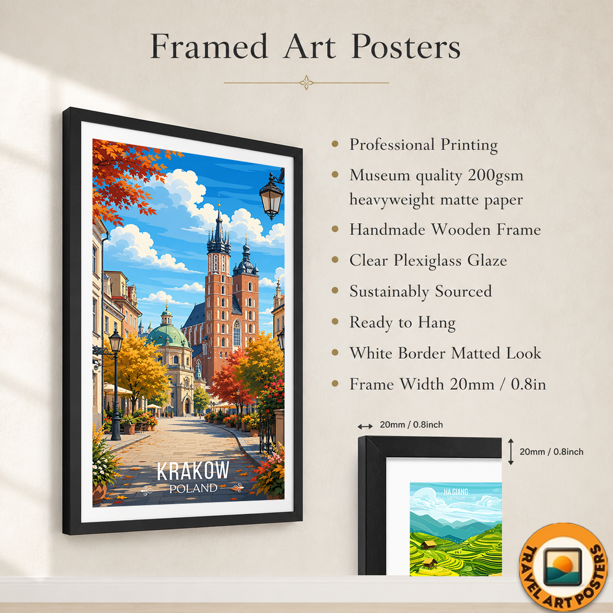 Krakow - Poland - Travel Poster Vintage Style Wall Art Print