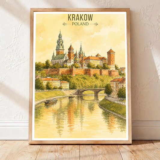 Krakow - Poland - Travel Poster Vintage Style Wall Art Print - Art Print - Travel Art Poster