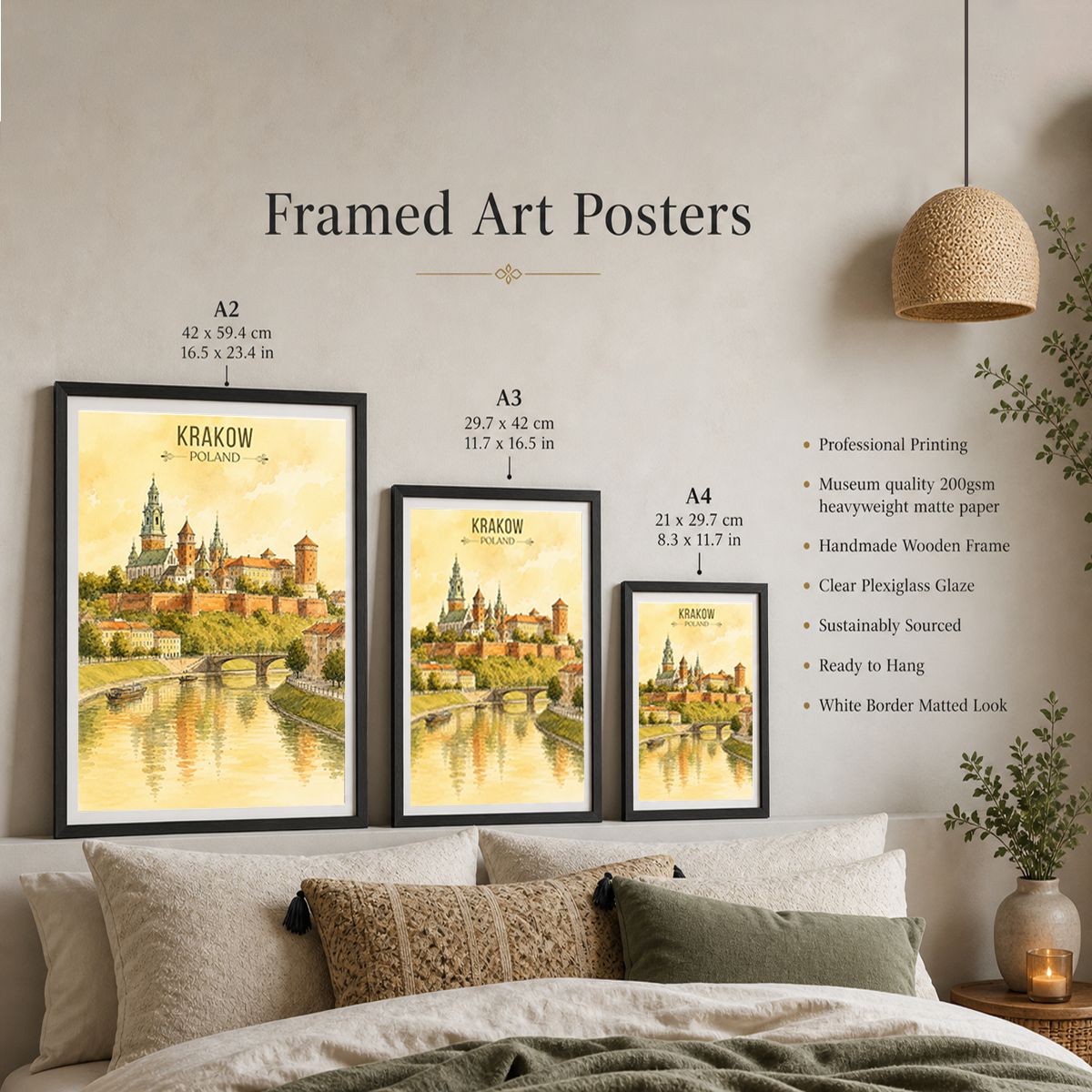 Krakow - Poland - Travel Poster Vintage Style Wall Art Print