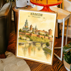Krakow - Poland - Travel Poster Vintage Style Wall Art Print