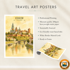 Krakow - Poland - Travel Poster Vintage Style Wall Art Print