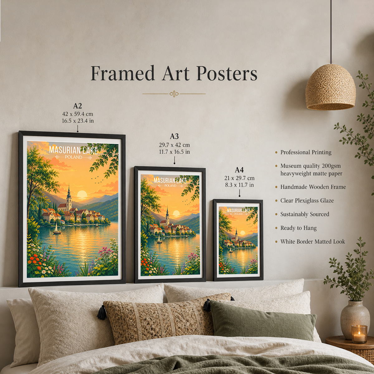 Masurian Lake - Poland - Travel Poster Vintage Style Wall Art Print