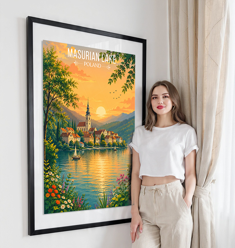 Masurian Lake - Poland - Travel Poster Vintage Style Wall Art Print