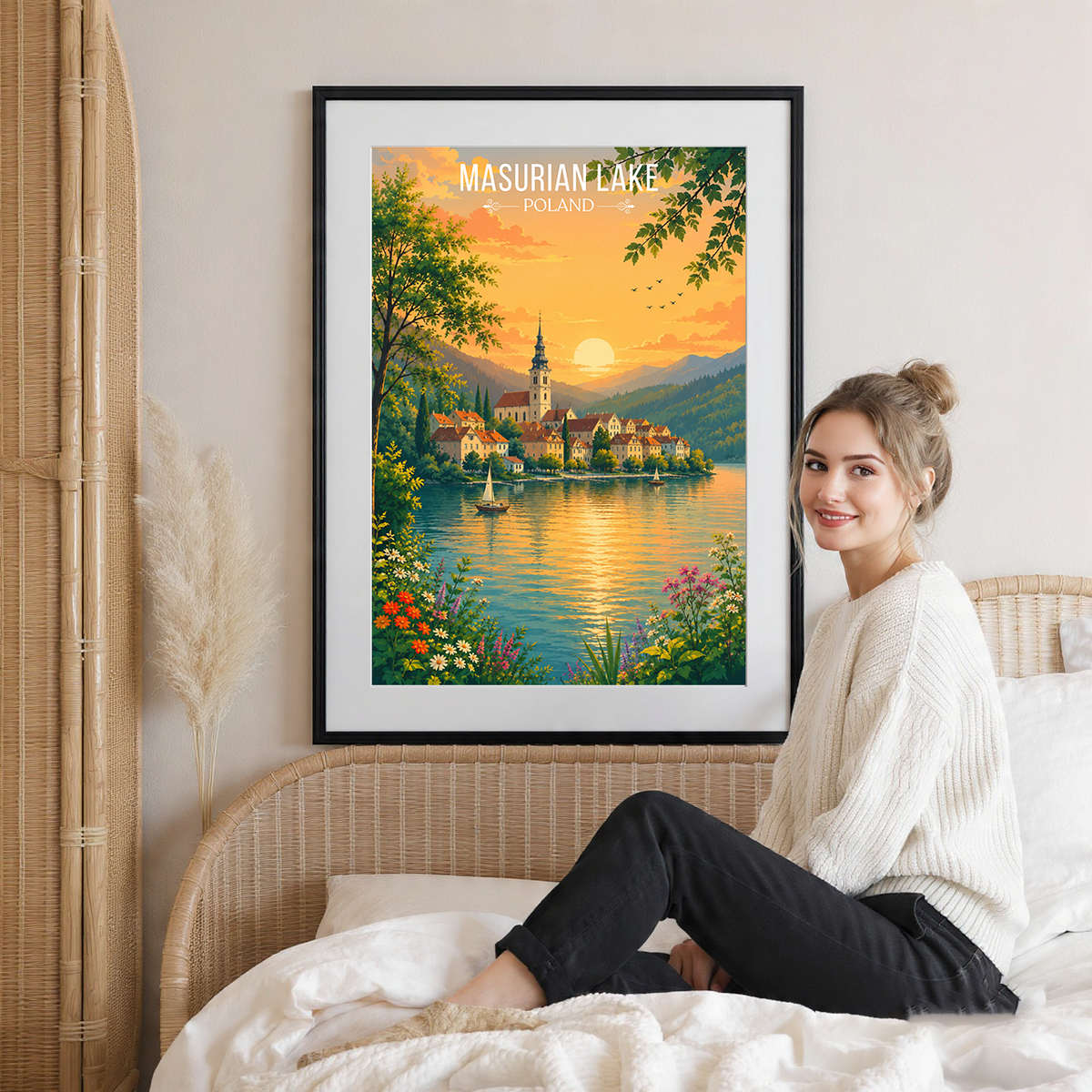 Masurian Lake - Poland - Travel Poster Vintage Style Wall Art Print