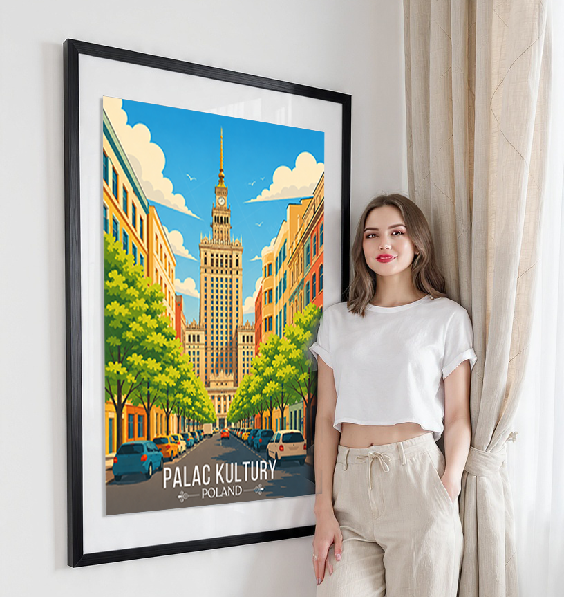 Palac Kultury - Poland - Travel Poster Vintage Style Wall Art Print