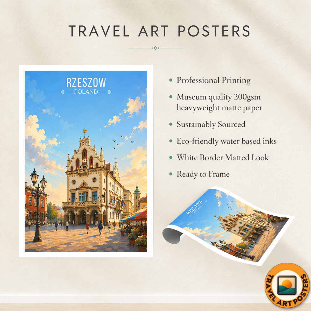 Rezeszow - Poland - Travel Poster Vintage Style Wall Art Print