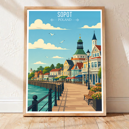 Sopot - Poland - Travel Poster Vintage Style Wall Art Print - Art Print - Travel Art Poster