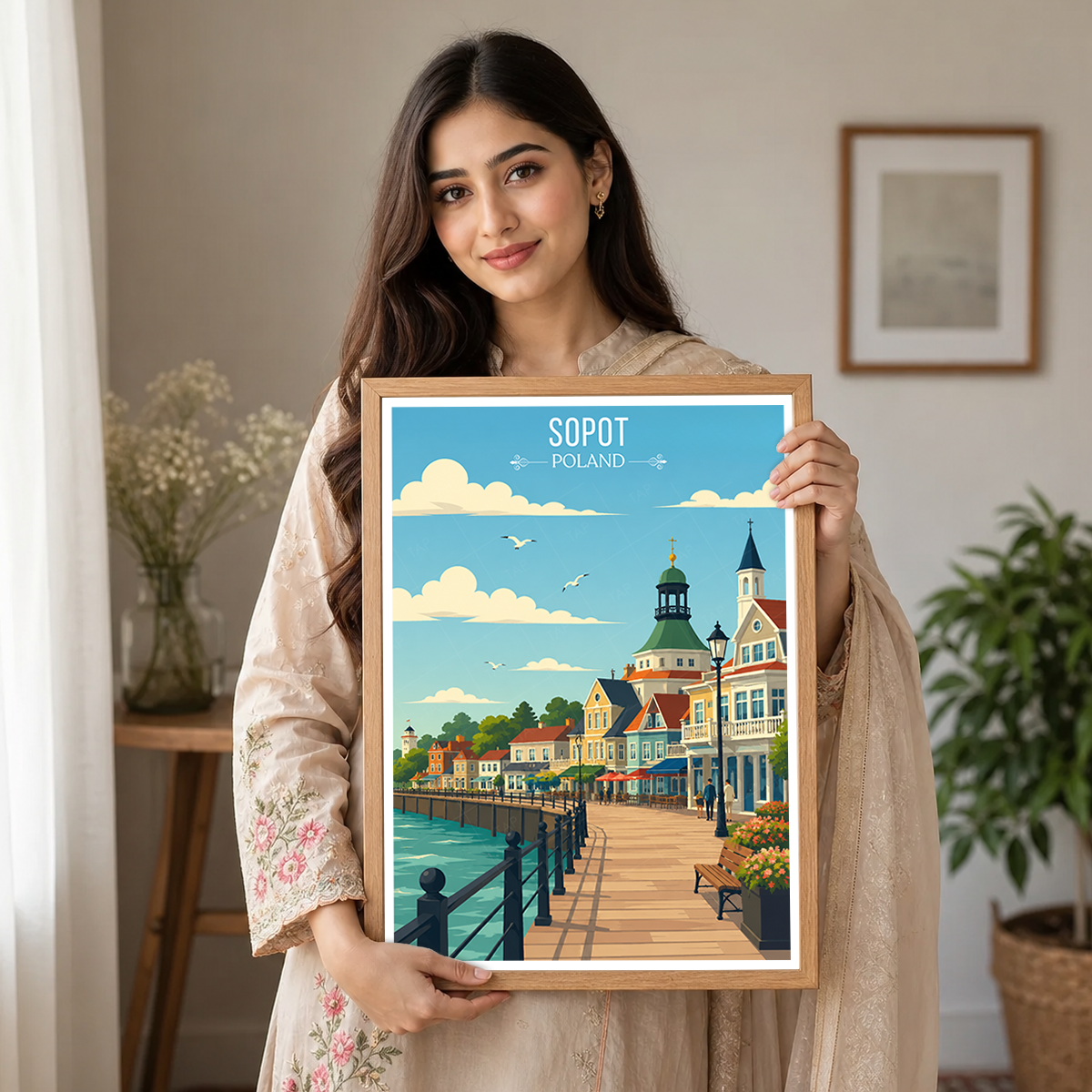 Sopot - Poland - Travel Poster Vintage Style Wall Art Print