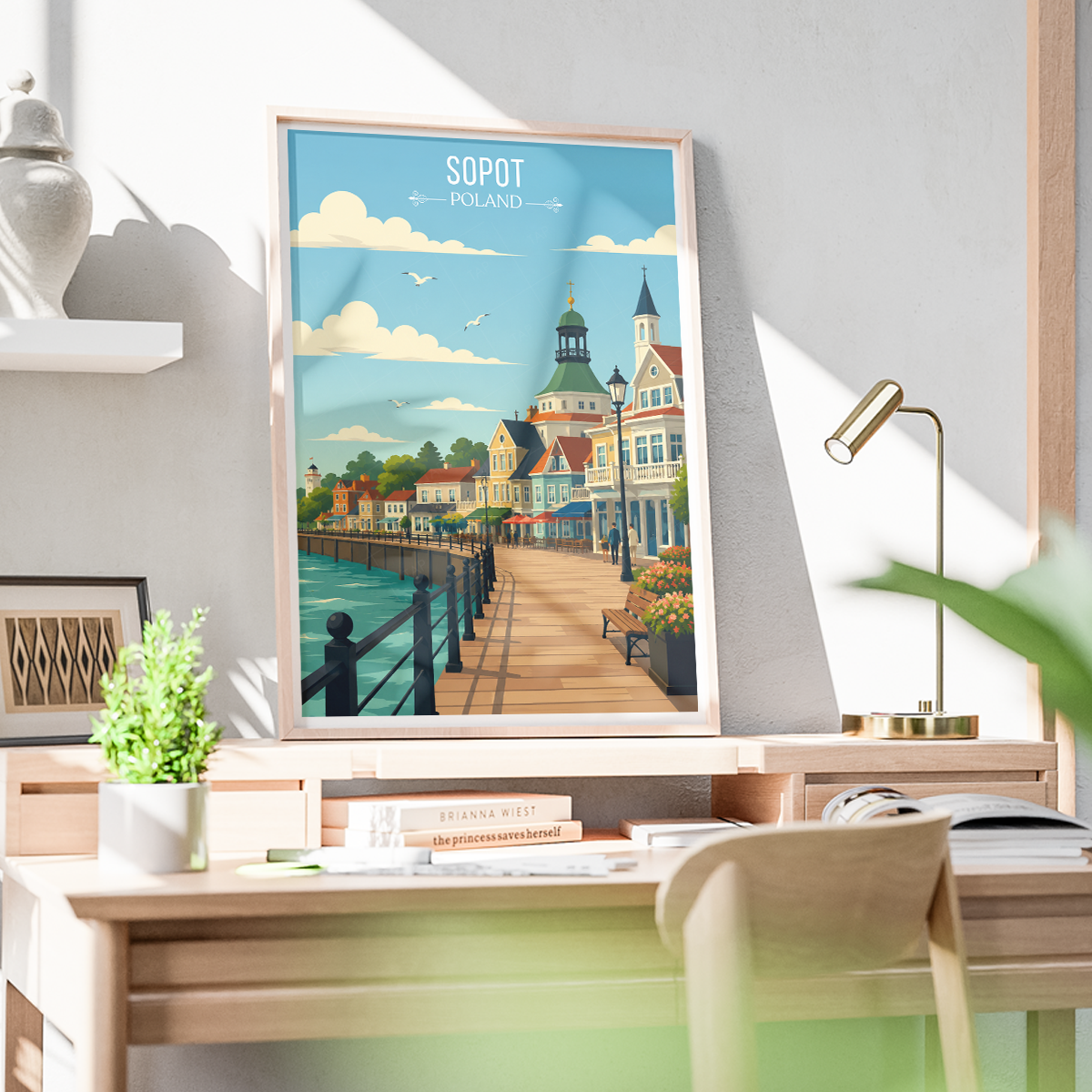 Sopot - Poland - Travel Poster Vintage Style Wall Art Print