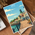 Sopot - Poland - Travel Poster Vintage Style Wall Art Print