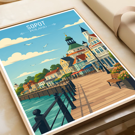Sopot - Poland - Travel Poster Vintage Style Wall Art Print - Art Print - Travel Art Poster