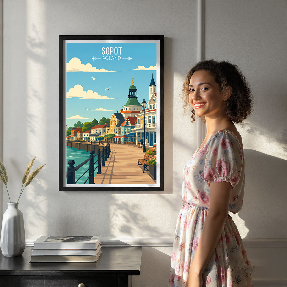 Sopot - Poland - Travel Poster Vintage Style Wall Art Print