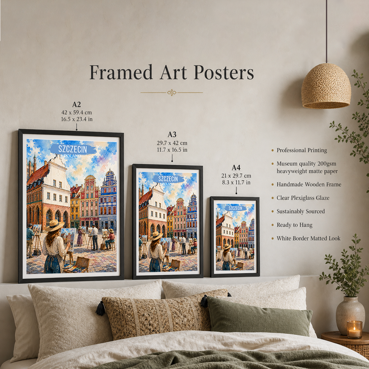 Szczecin - Poland - Travel Poster Vintage Style Wall Art Print