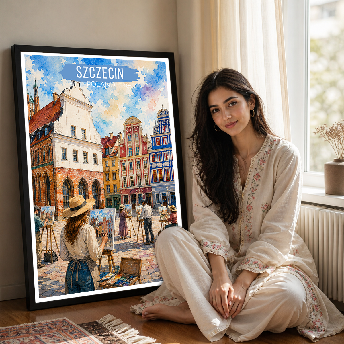 Szczecin - Poland - Travel Poster Vintage Style Wall Art Print