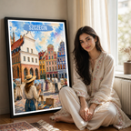 Szczecin - Poland - Travel Poster Vintage Style Wall Art Print