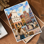 Szczecin - Poland - Travel Poster Vintage Style Wall Art Print
