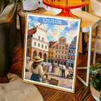 Szczecin - Poland - Travel Poster Vintage Style Wall Art Print